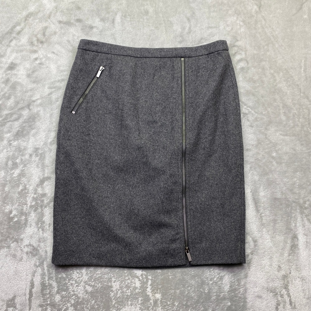 J.Crew Grey Wool Blend Zippers Pencil‎ Skirt Sz 6 Fits 30" Charcoal Professional